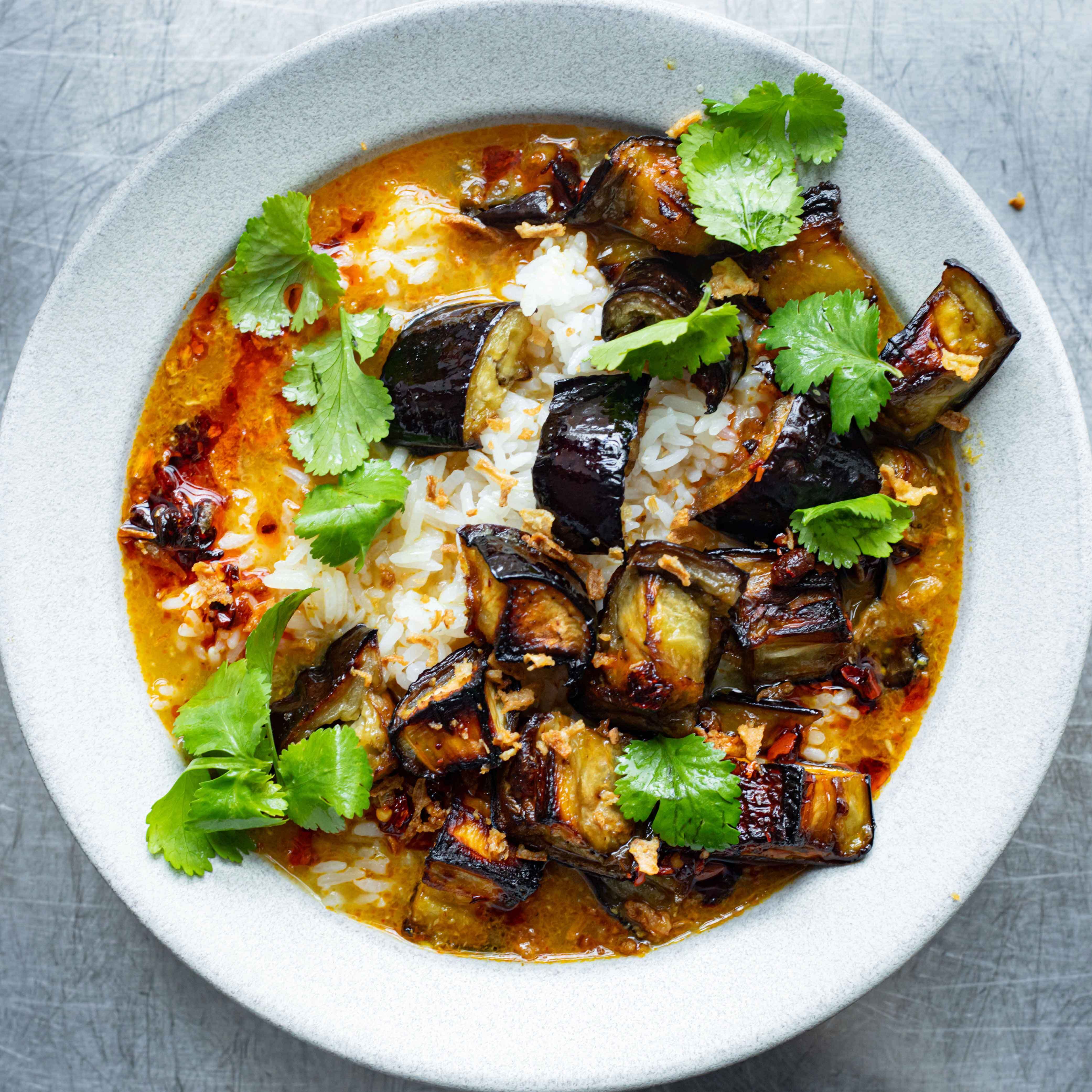 Golden Aubergine Curry & Rice-image