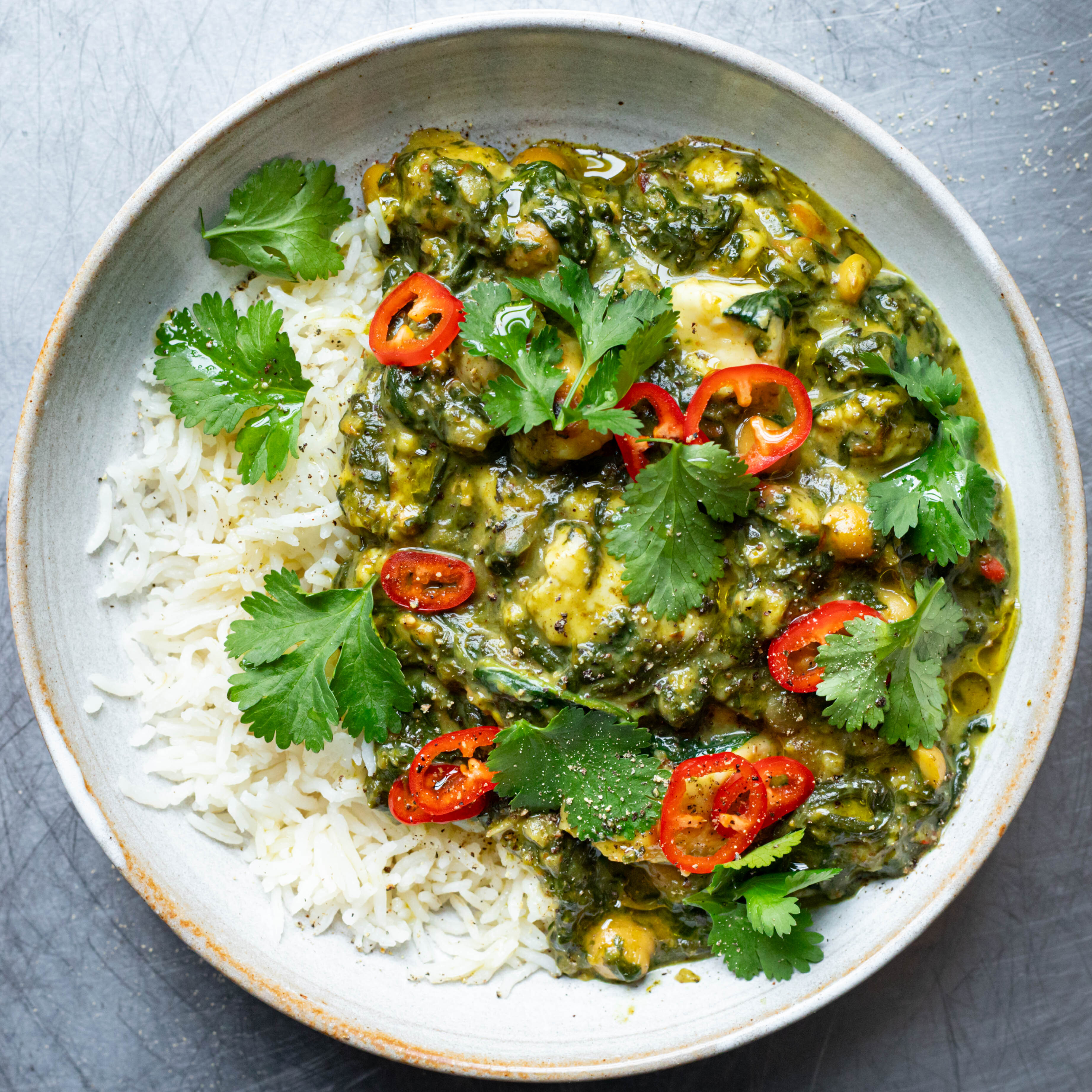 Spiced Halloumi & Chickpea Saag-image