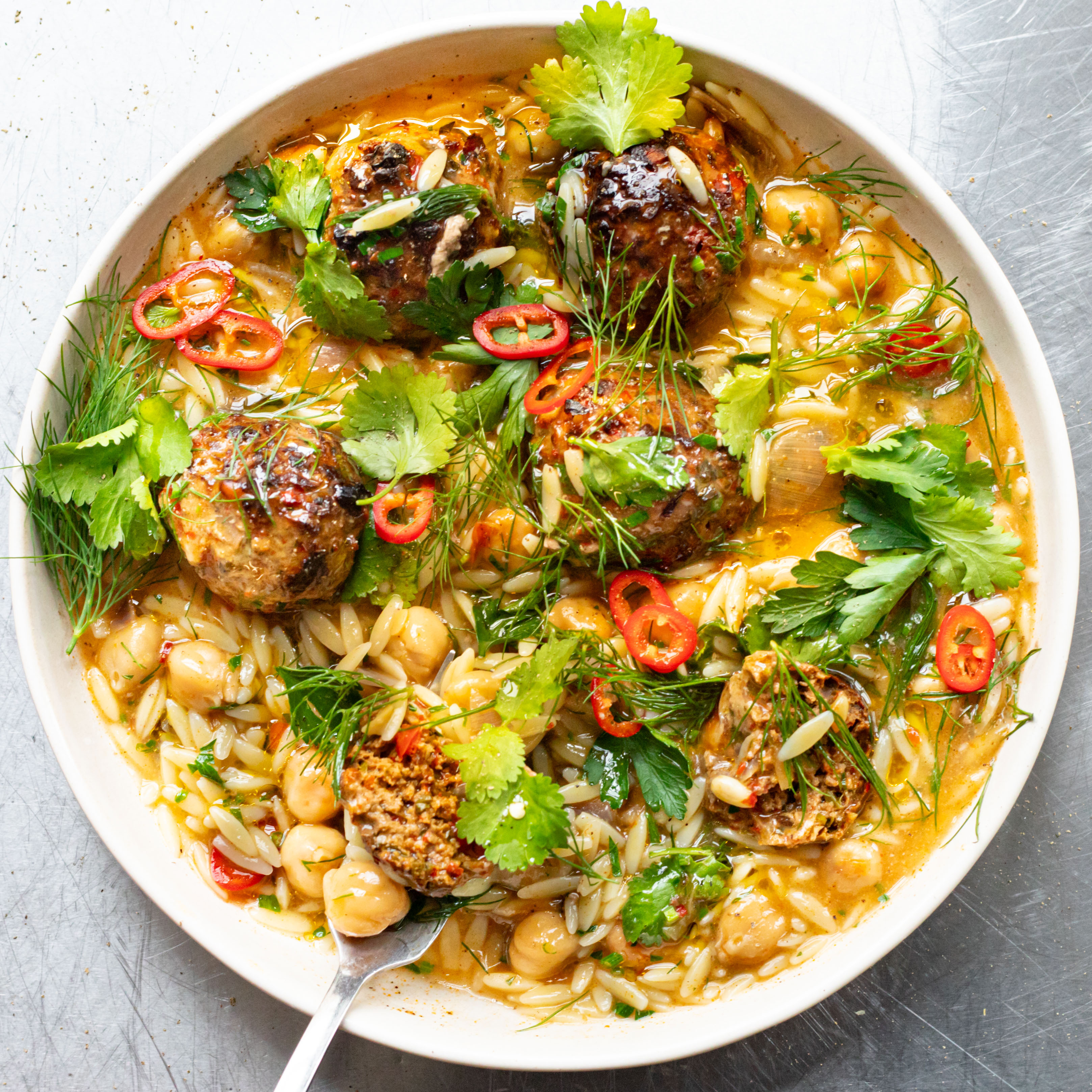 Brothy Orzo & Meatballs | Mob