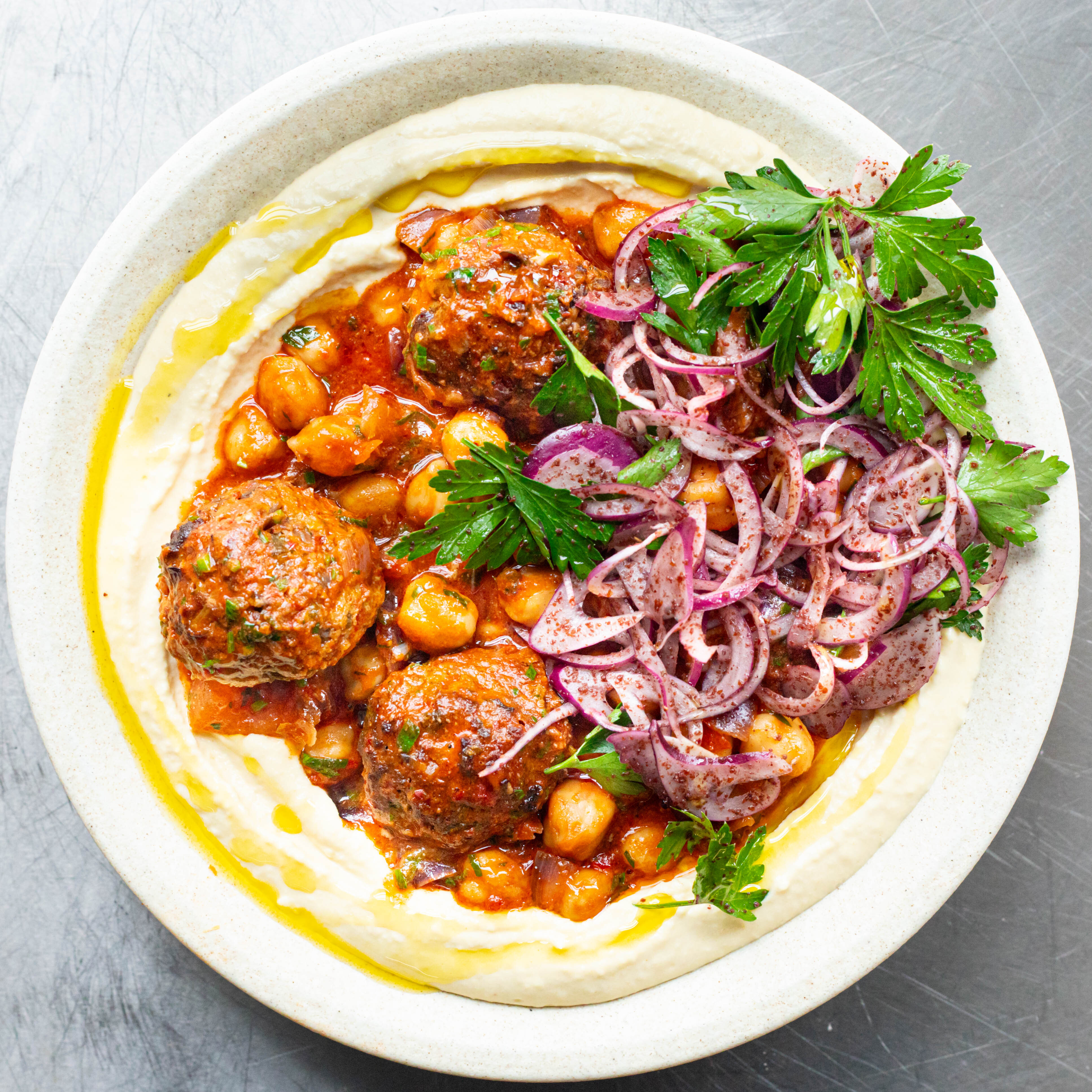 Mezze Meatball Hummus Bowl | Mob